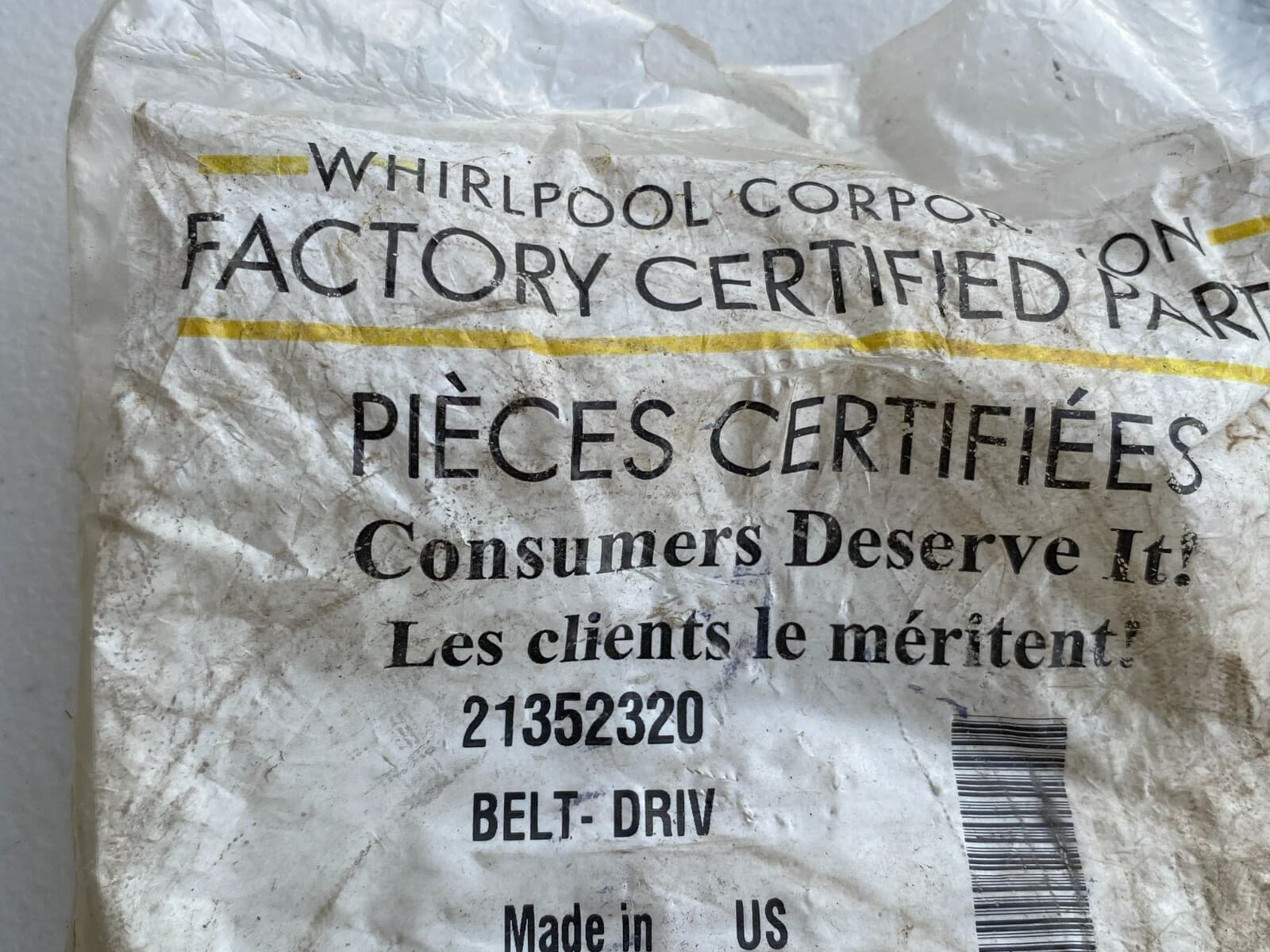 21352320 Whirlpool Washer Drive Belt Genuine OEM — thumbnail 5